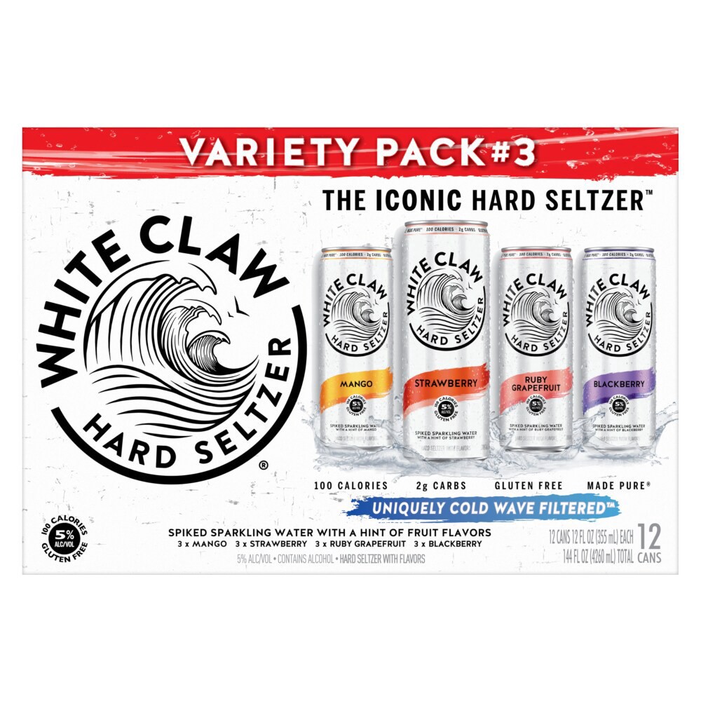 slide 4 of 6, White Claw Hard Seltzer Variety Pack #3 12 Pack 12 Ounce Cans 5% Abv, 12 ct; 12 fl oz