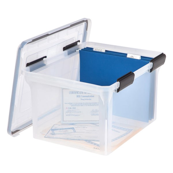 slide 4 of 10, Iris Watertight File Box - Clear, 32 qt