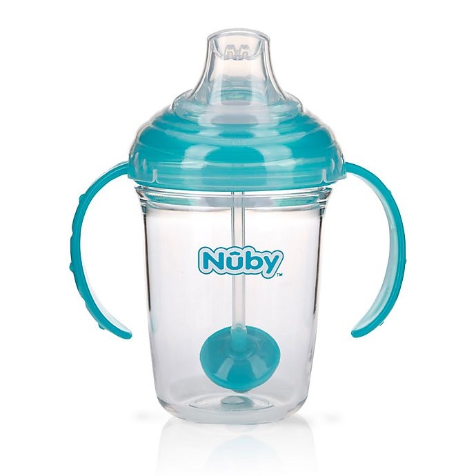 slide 1 of 1, Nuby Weighted Straw Trainer Cup - Teal, 8 oz