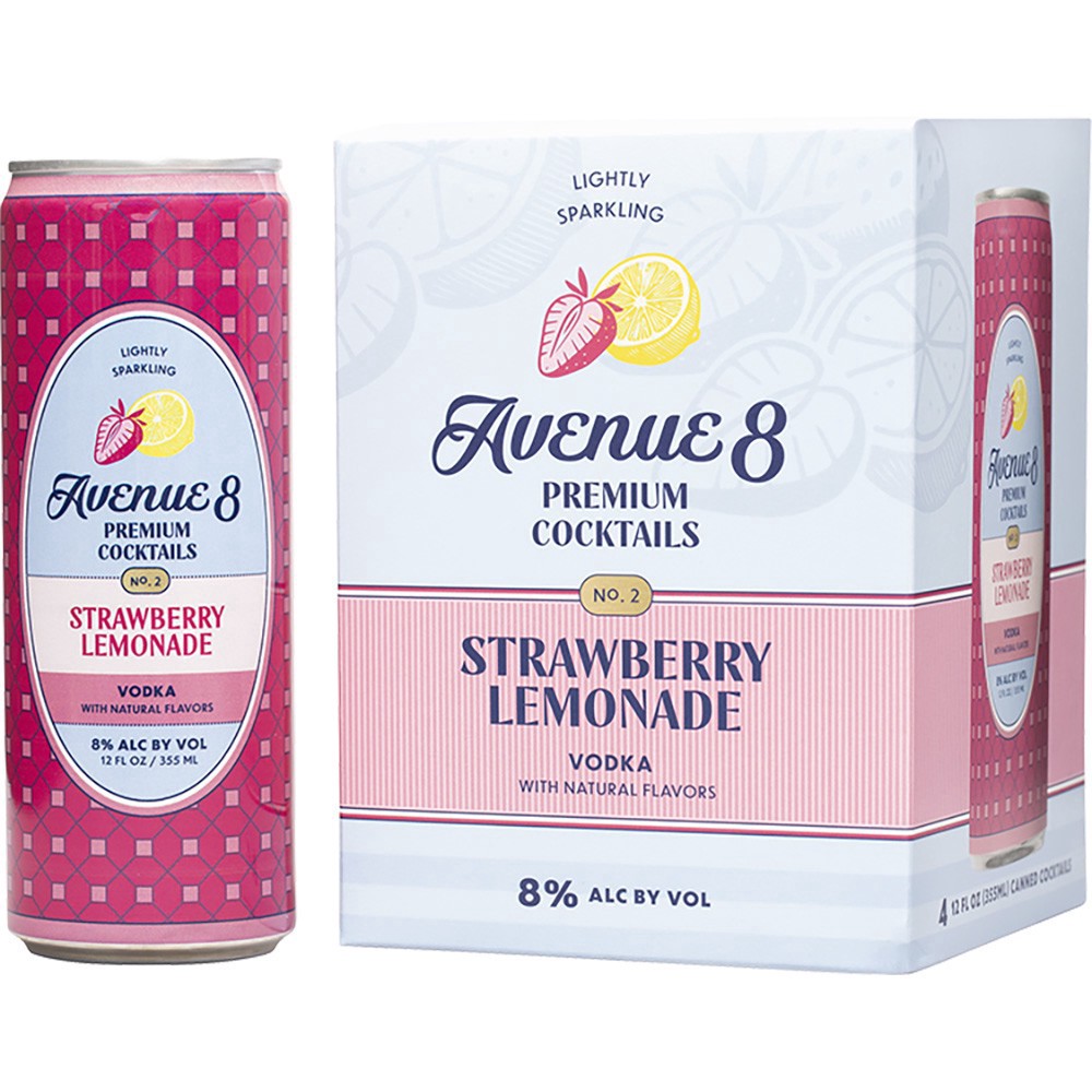 slide 1 of 1, Avenue 8 Strawberry Lemonade, 4 ct; 12 oz