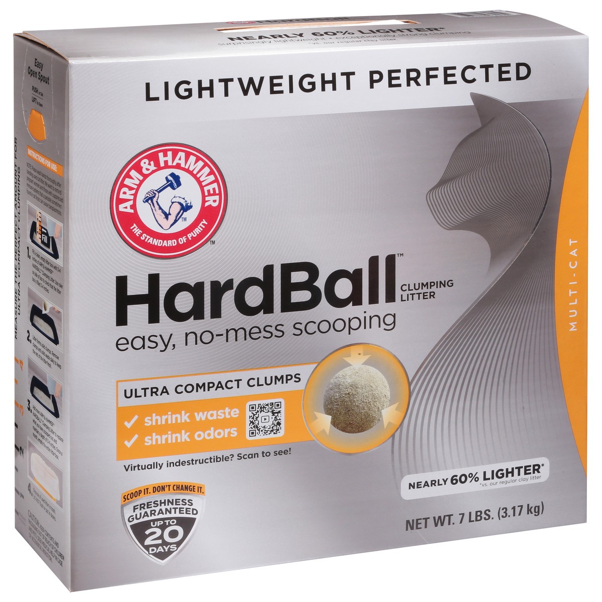 slide 4 of 12, ARM & HAMMER Hardball Lightweight Cat Litter, Multi-Cat Clumping Litter, No-Mess Scooping, 7 lb, 7 lb