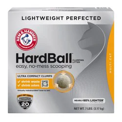 ARM & HAMMER Hardball Lightweight Cat Litter, Multi-Cat Clumping Litter, No-Mess Scooping, 7 lb