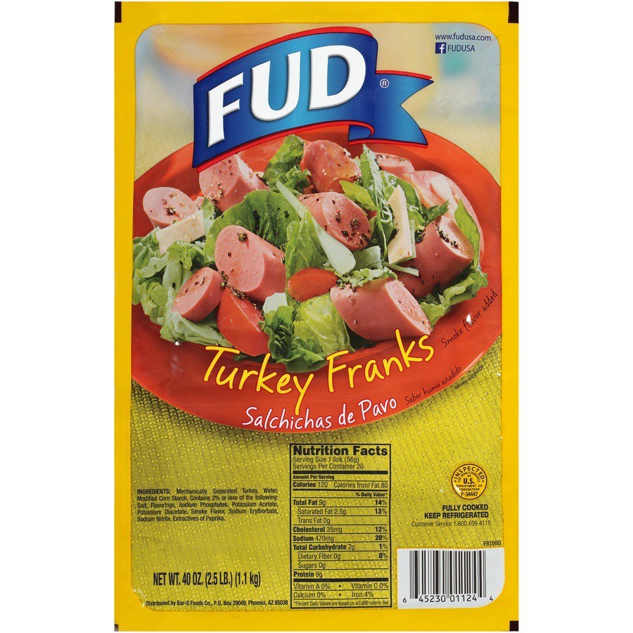 slide 1 of 6, FUD Turkey Franks 40 oz, 40 oz
