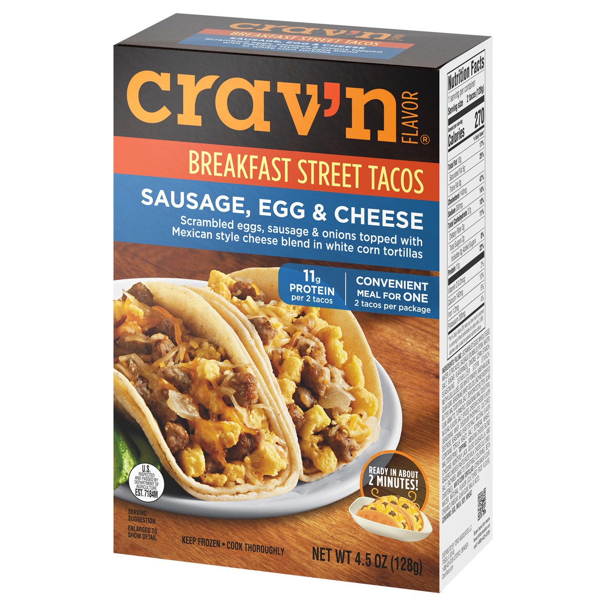 slide 2 of 4, Cravn Brkfst Tcos Ssge Egg Chs, 4.5 oz