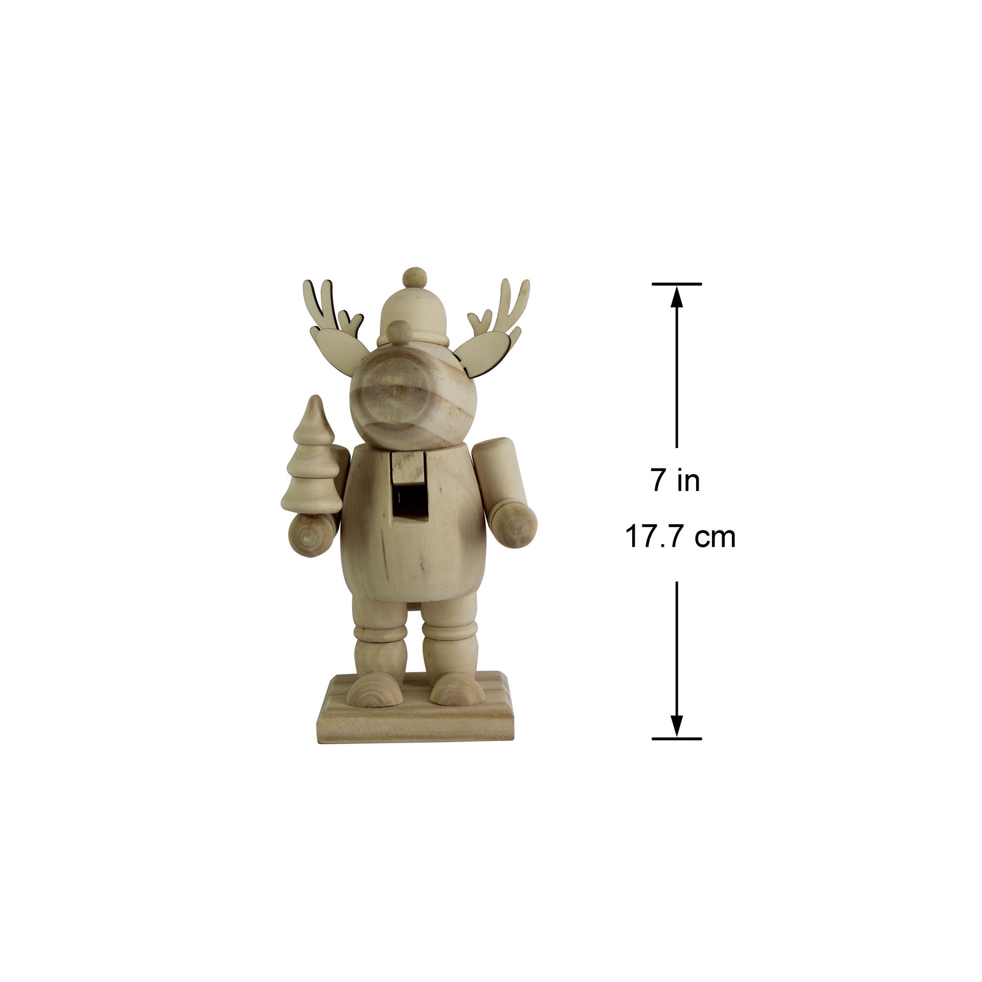 slide 3 of 5, 7" Reindeer With Tree Diy Pinewood Nutcracker By Make Market, 7 in