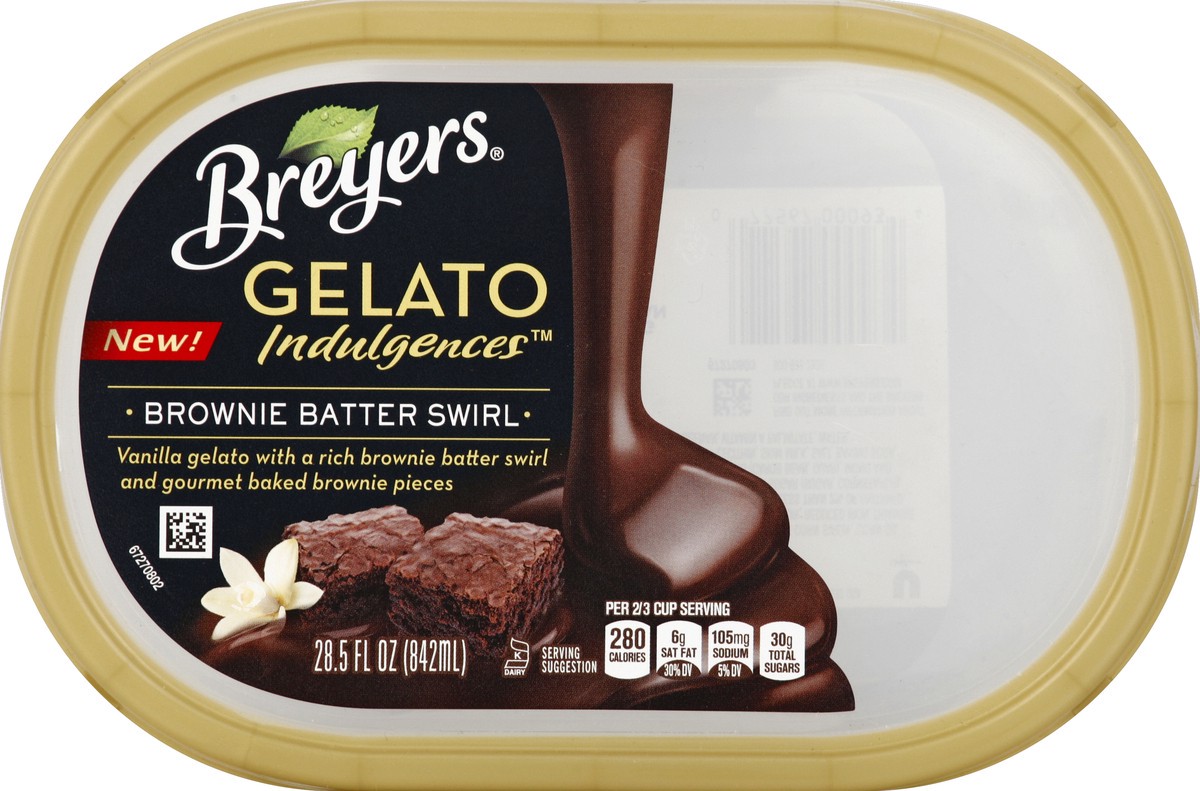 slide 2 of 4, Breyers Brownie Batter Swirl Gelato Indulgences 285 Fo, 28.5 oz