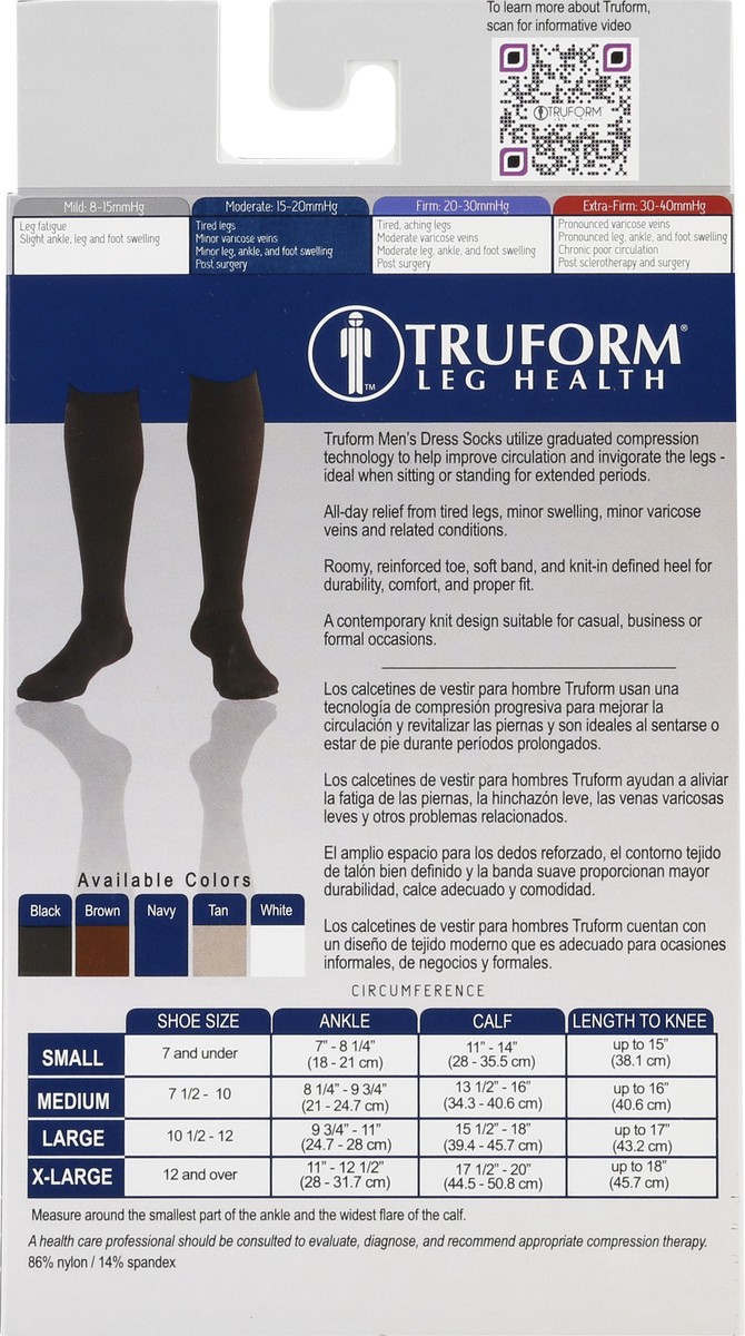 slide 9 of 9, TRUFORM Men's Moderate Dress-Style Support Socks Large, 1 ct