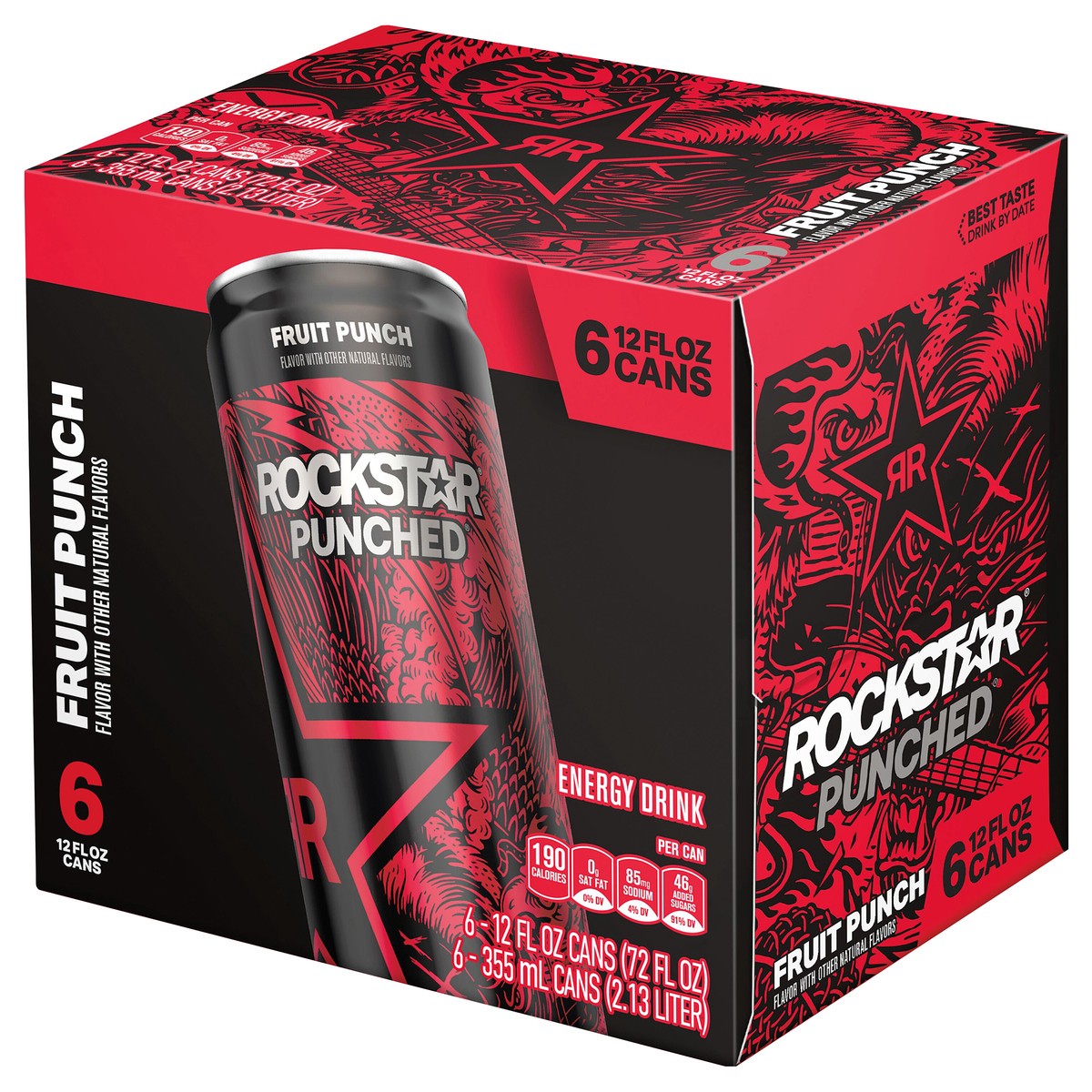 slide 8 of 8, Rockstar Energy Drink, Fruit Punch, 6 Cans, 6 ct; 12 fl oz
