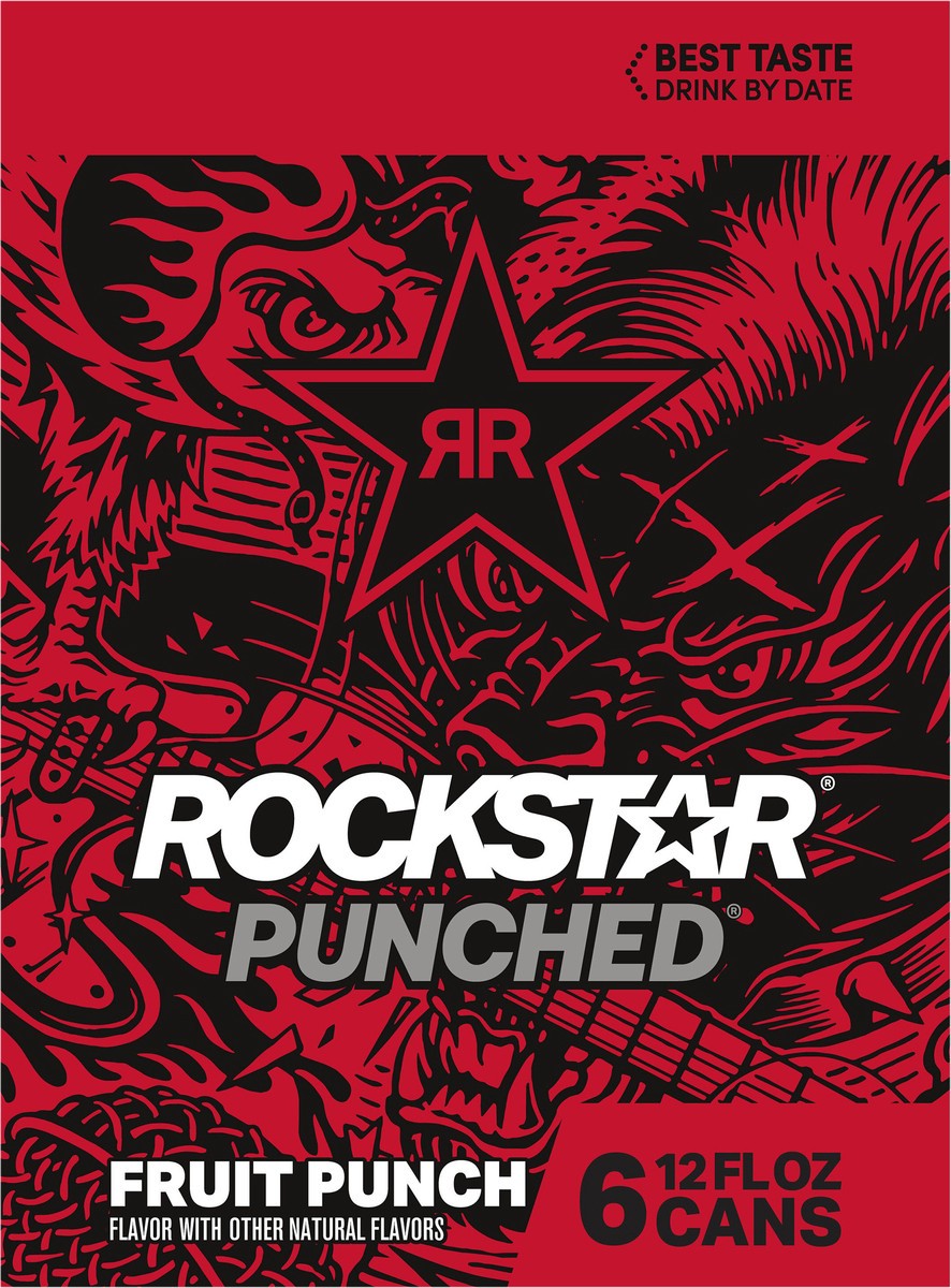 slide 5 of 8, Rockstar Energy Drink, Fruit Punch, 6 Cans, 6 ct; 12 fl oz