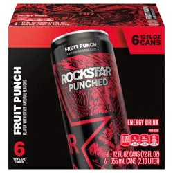 Rockstar Punched Fruit Punch Energy Drink Multipack Sleek Cans, 6 ct / 12 fl oz