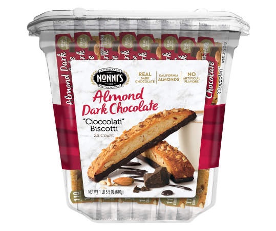 slide 1 of 1, Nonni's Dark Chocolate Almond Italian Cookie, 21.5 oz