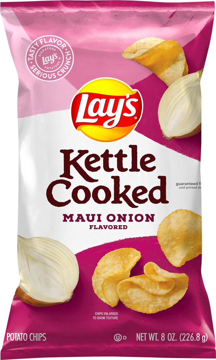 slide 3 of 3, Lay's Kettle Cooked Potato Chips Maui Onion Flavored 8 Oz, 8 oz