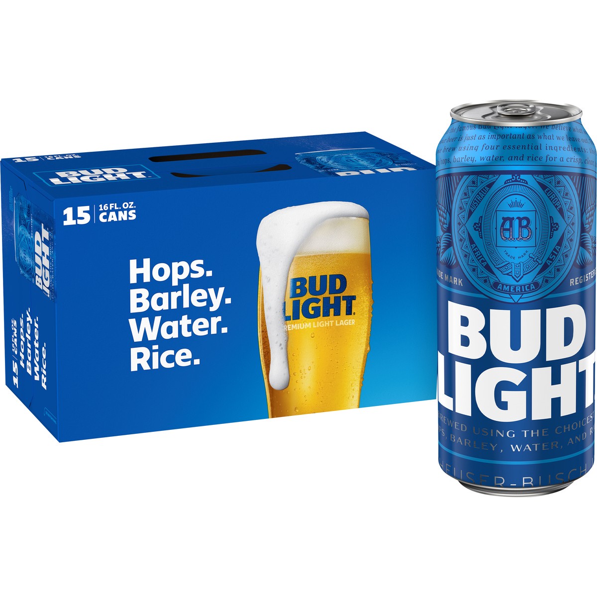 slide 1 of 11, Bud Light Beer, 15 Pack 16 fl. oz. Cans, 4.2% ABV, 240 fl oz