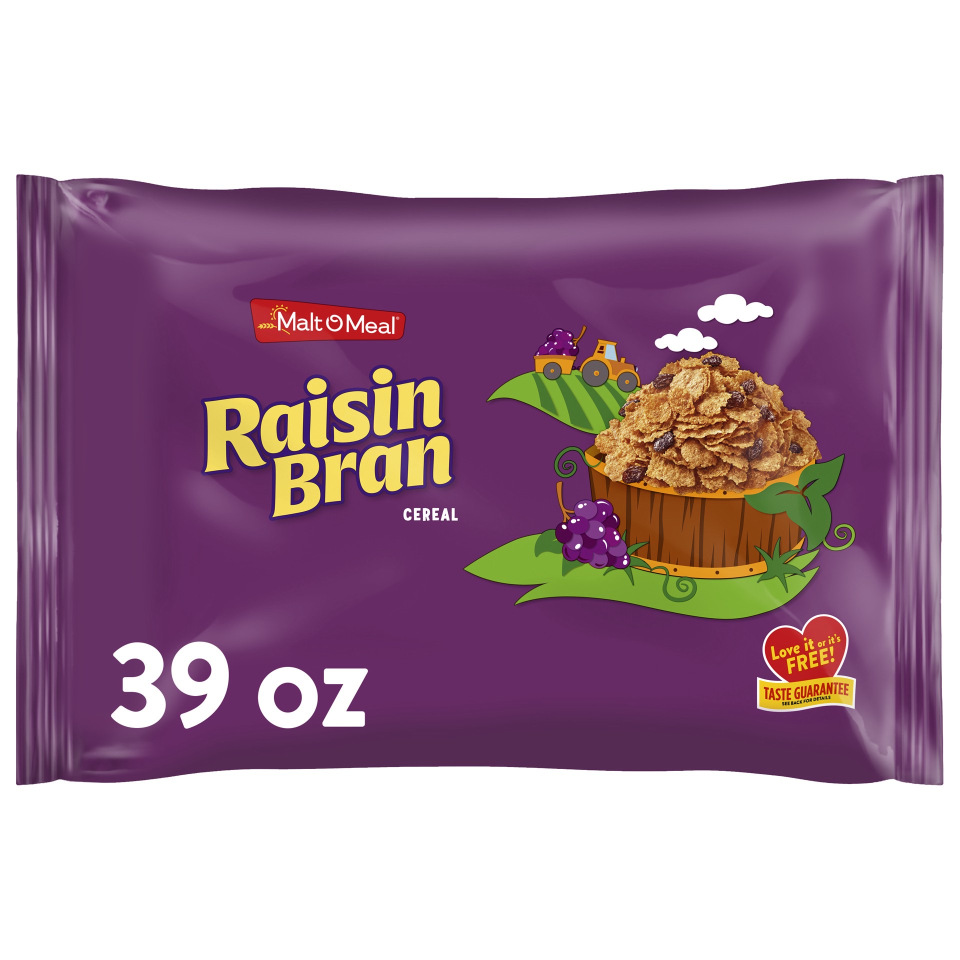 slide 1 of 7, Malt-O-Meal Raisin Bran Cereal, Family Size Breakfast Cereal, 39 OZ Bag, 39 oz