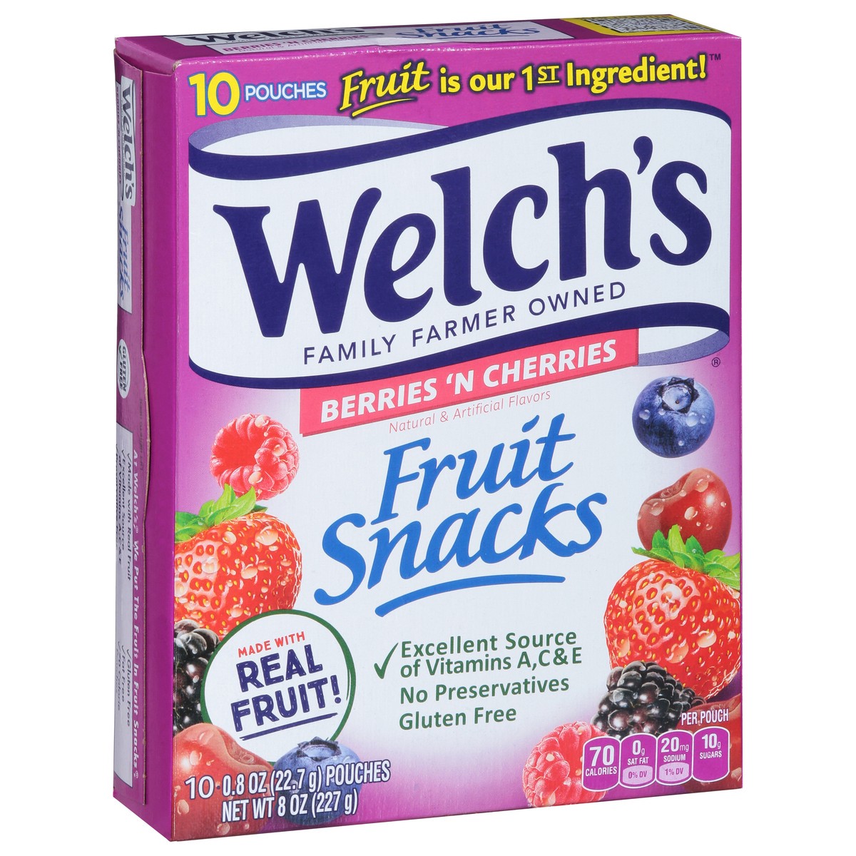slide 9 of 9, Welch's Fruit Snacks, Berries 'N Cherries, 10 ct