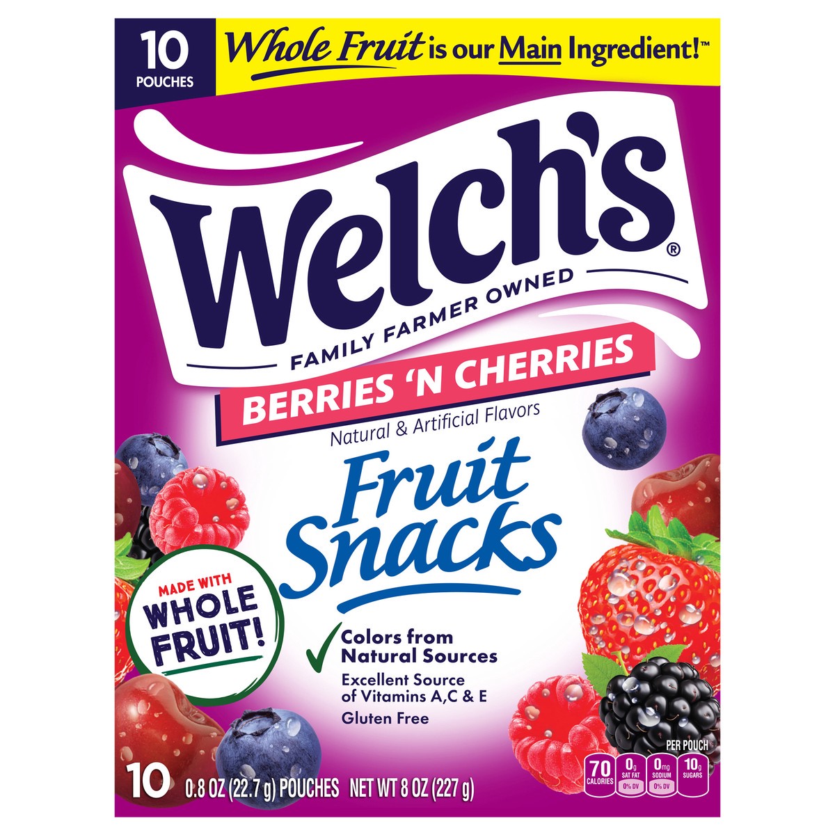 slide 1 of 9, Welch's Fruit Snacks, Berries 'N Cherries, 10 ct / 0.8 oz, 8 oz