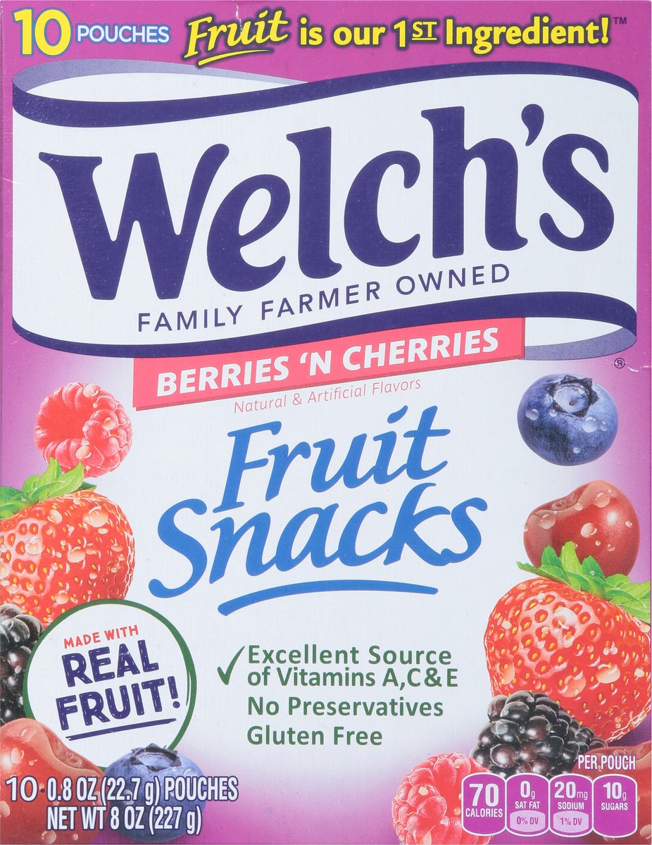 slide 7 of 9, Welch's Fruit Snacks, Berries 'N Cherries, 10 ct