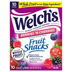 Welch's Fruit Snacks, Berries 'N Cherries, 10 ct / 0.8 oz