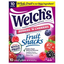 Welch's Fruit Snacks, Berries 'N Cherries, 10 ct / 0.8 oz