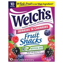 Welch's Fruit Snacks, Berries 'N Cherries, 10 ct / 0.8 oz