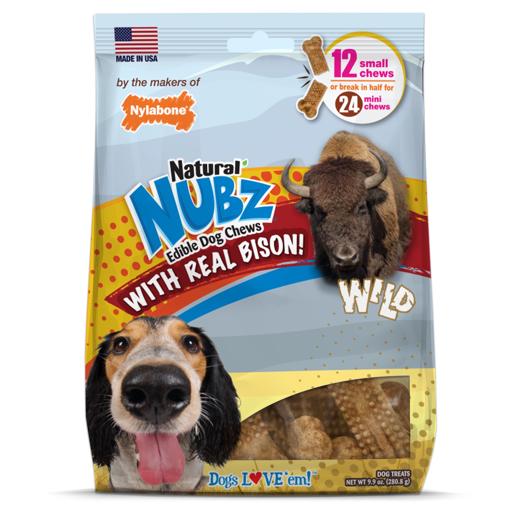 slide 1 of 9, Nylabone Edibles Bison Natural Nubz, 12 ct