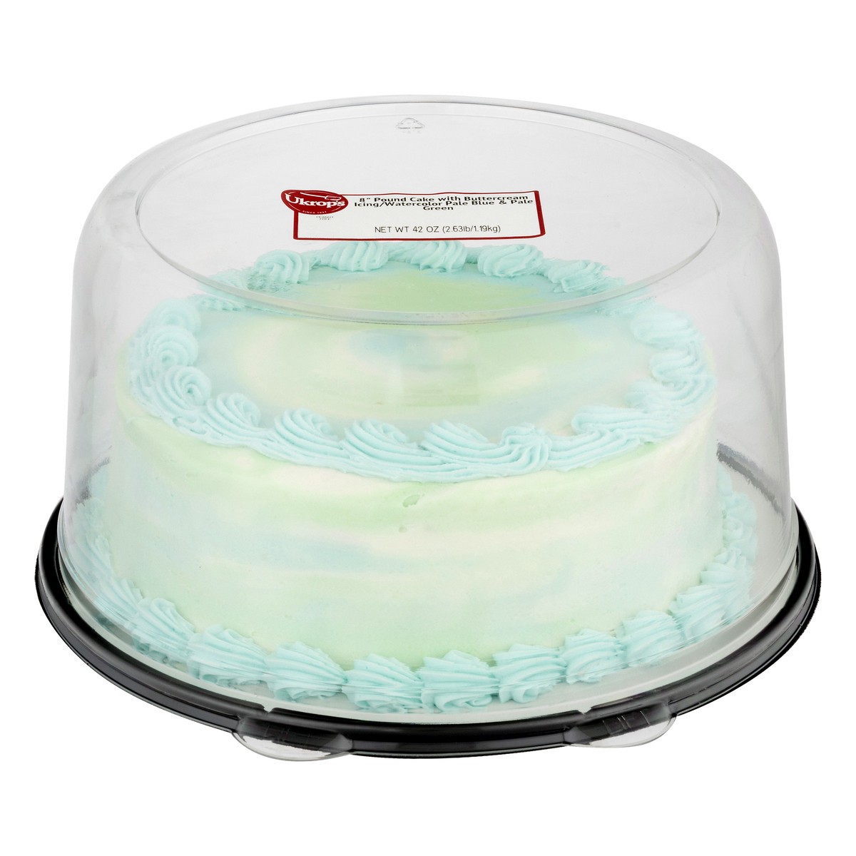 slide 4 of 9, Ukrops 8 Inch With Buttercream Icing/Watercolor Pale Blue & Pale Green Pound Cake with Buttercream Icing/Watercolor Pale Blue & Pale Green 42 oz, 42 oz