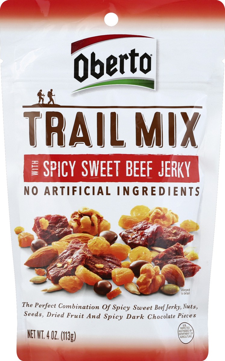 slide 2 of 2, Oberto Trail Mix With Spicy Sweet Beef Jerky, 4 oz