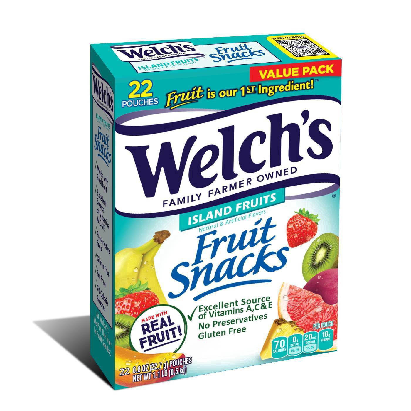 slide 14 of 19, Welch's Island Fruit Fruit Snacks 0.8oz Pouches - 22ct Box, 22 ct