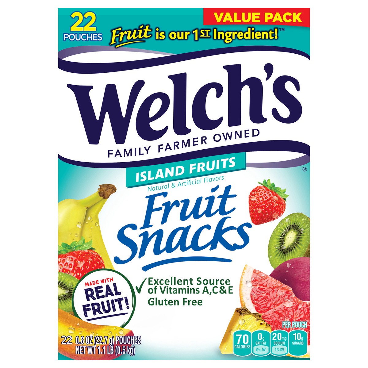 slide 1 of 19, Welch's Island Fruit Fruit Snacks 0.8oz Pouches - 22ct Box, 22 ct