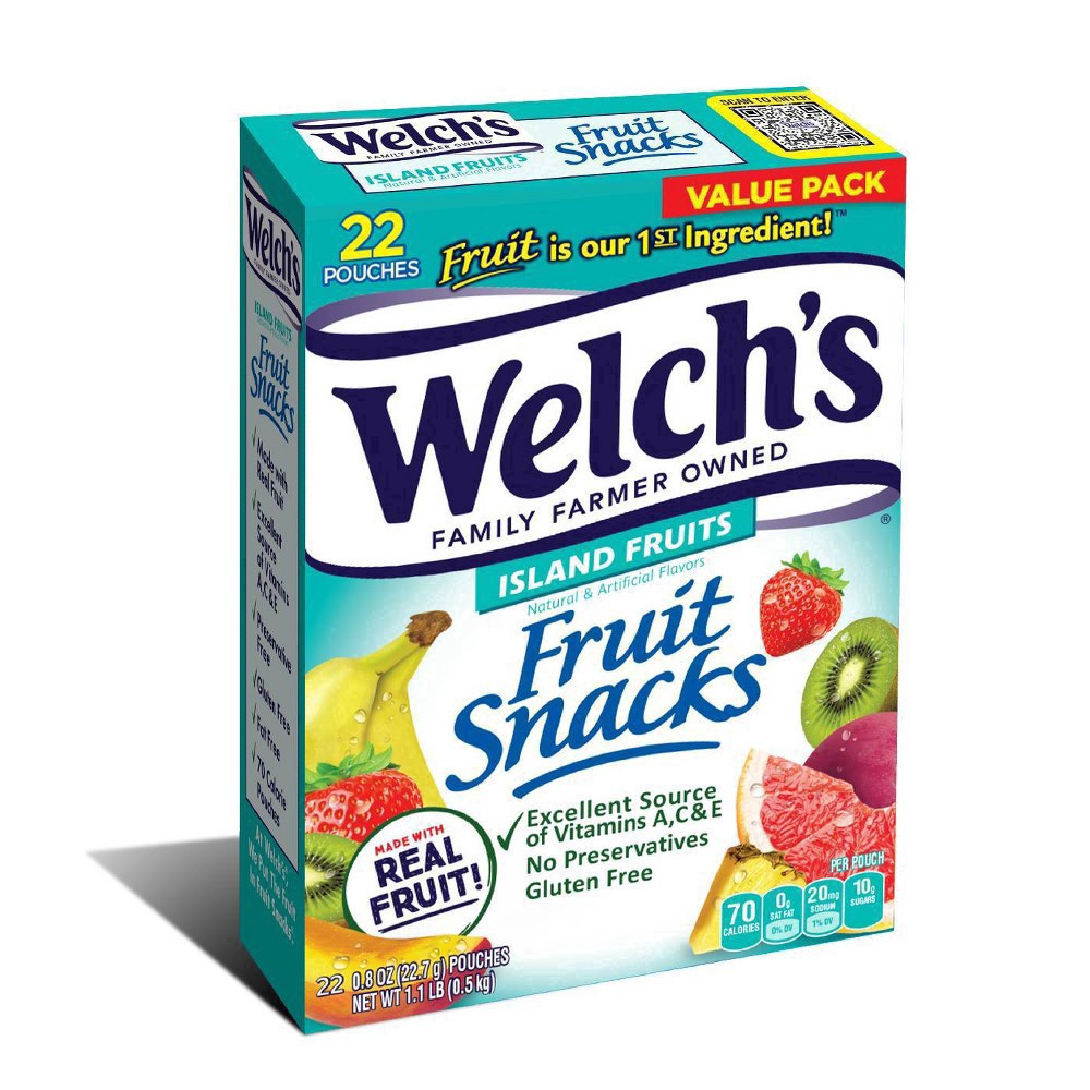 slide 10 of 19, Welch's Island Fruit Fruit Snacks 0.8oz Pouches - 22ct Box, 22 ct