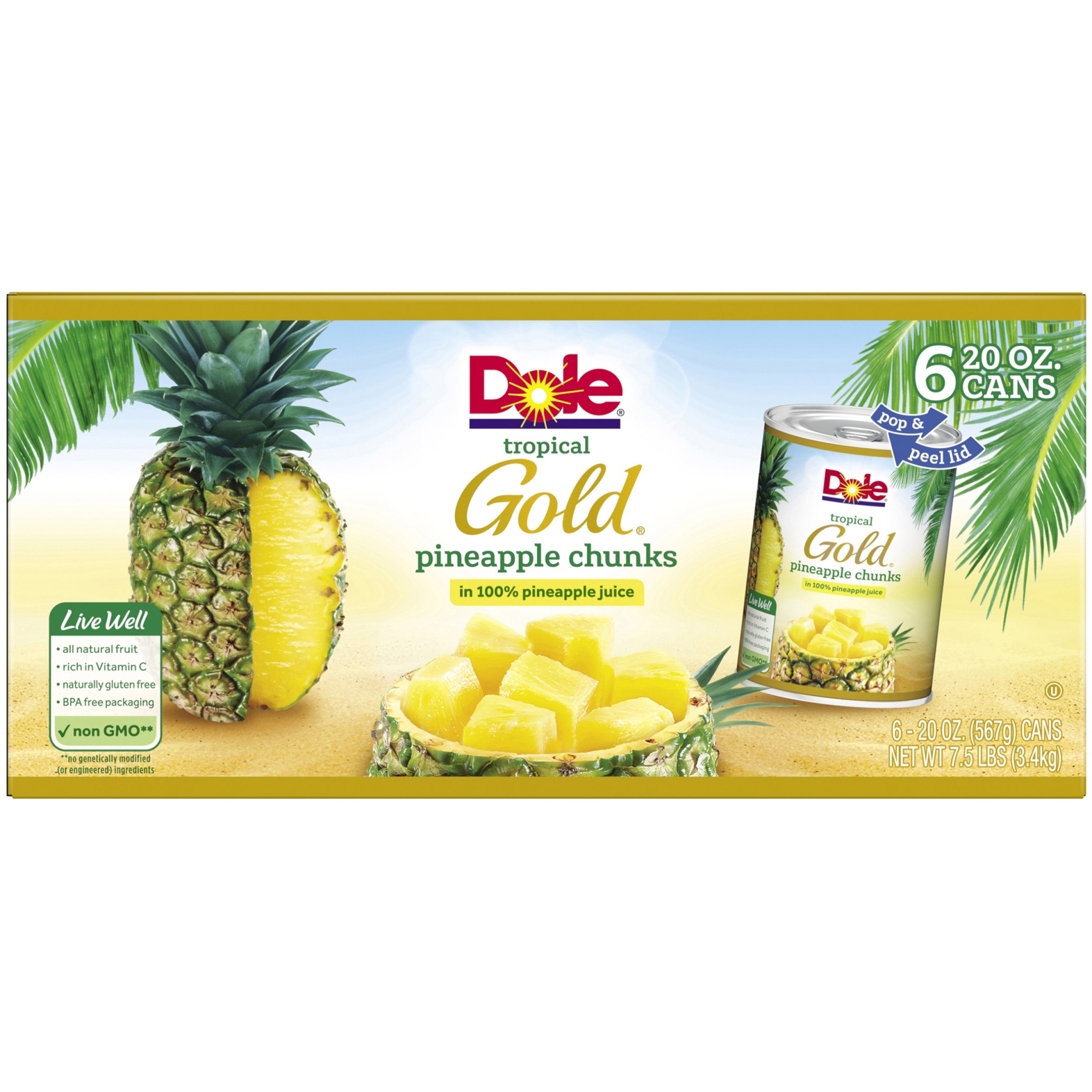 Dole Tropical Gold Pineapple Chunks 6 ct; 20 oz | Shipt