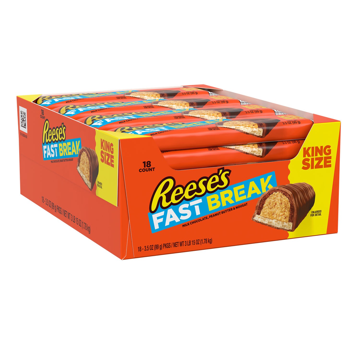 slide 1 of 4, Reese's FAST BREAK Peanut Butter Nougat King Size, Candy Bars, 3.5 oz (18 Count), 3.5 oz