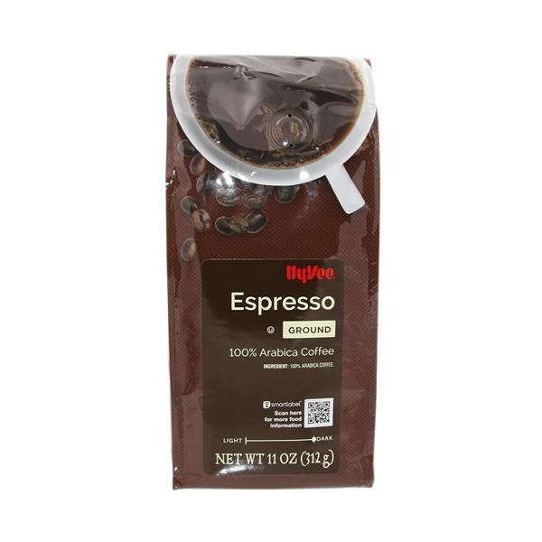 slide 1 of 1, Hy-Vee Espresso Ground Coffee, 11 oz