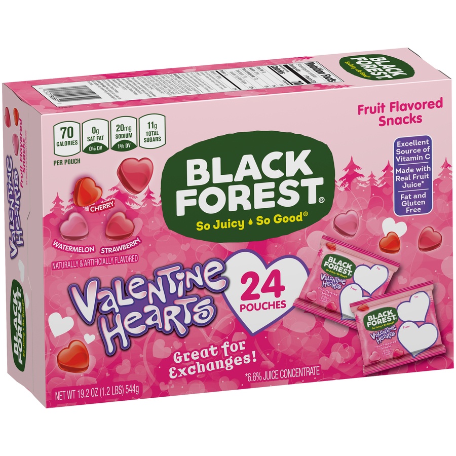 slide 2 of 3, Black Forest Valentine Hearts Fruit Flavored Snack Pouches, 24 ct