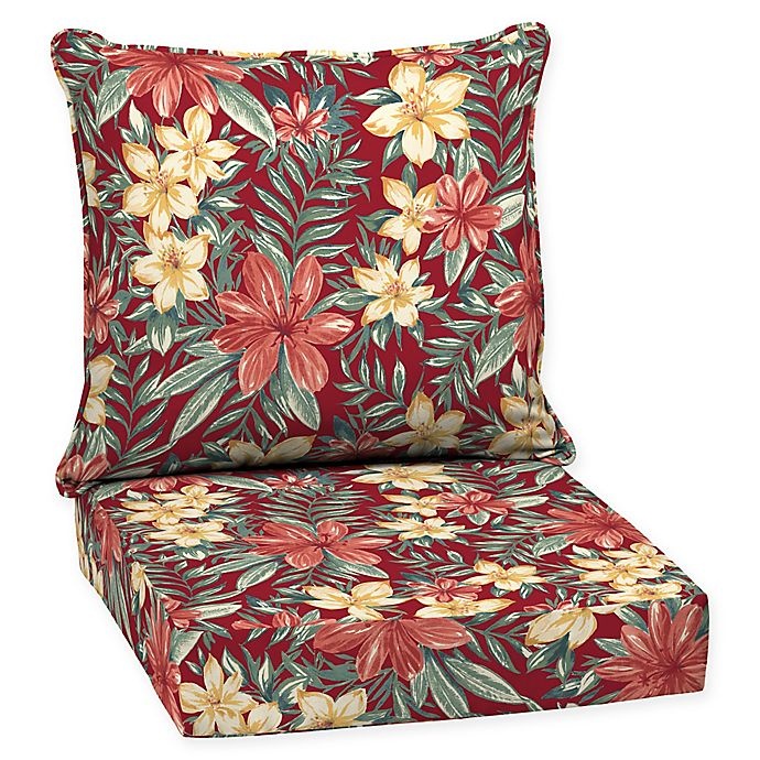 slide 1 of 1, Arden Selections Clarissa Tropical Outdoor Deep Seat Cushion Set - Red, 2 ct