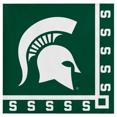 slide 1 of 1, Michigan State Spartans University Cocktail Beverage Napkins, 20 ct