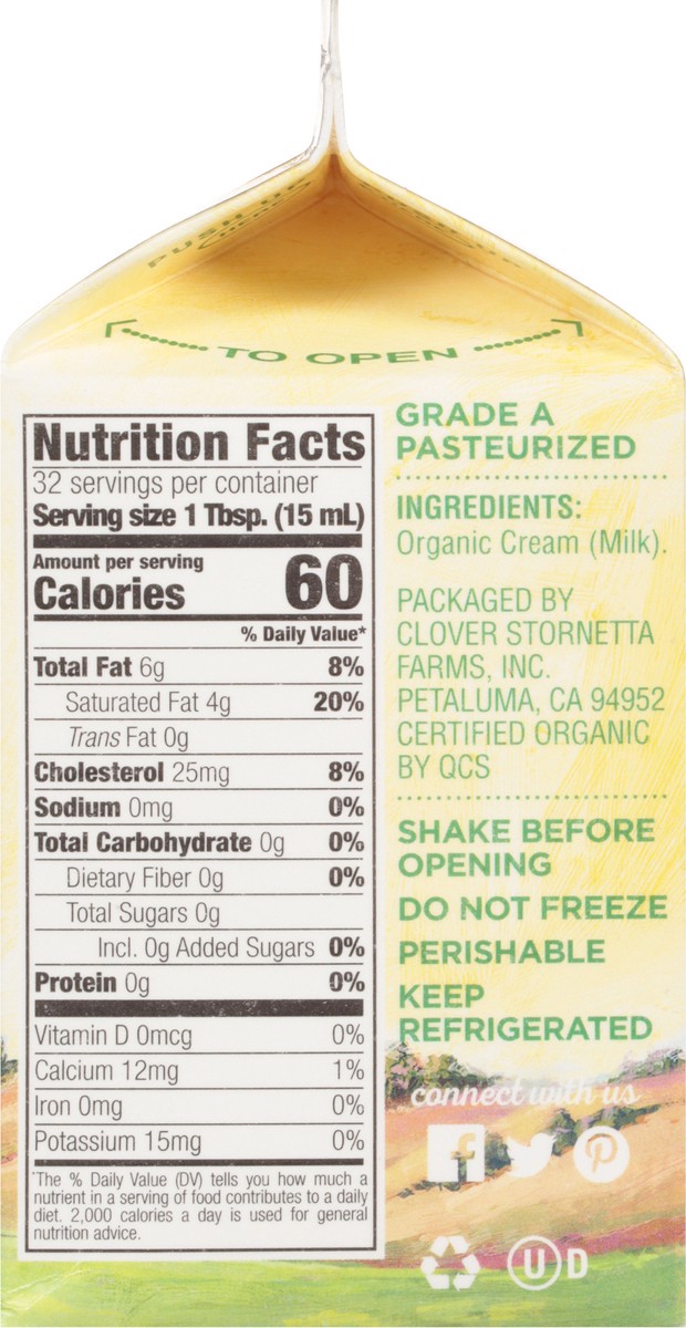 slide 9 of 9, Clover Sonoma Pasture Raised Heavy Whipping Organic Cream 1 pt, 1 pint