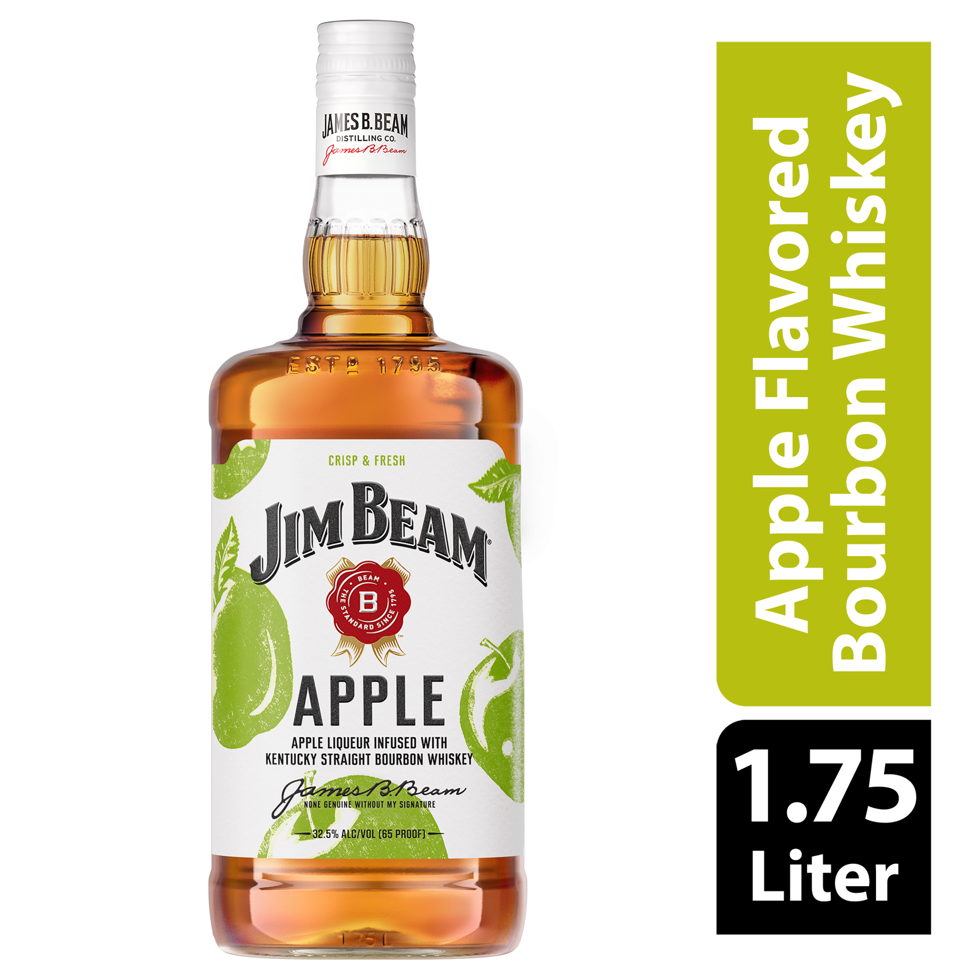 slide 1 of 4, Jim Beam Apple Liqueur with Kentucky Straight Bourbon Whiskey 1.75 L, 1.75 liter