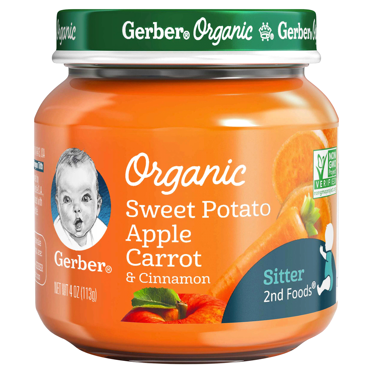 slide 1 of 6, Gerber Organic 2nd Foods Apple Sweet Potato & Carrot with Cinnamon, 4 oz