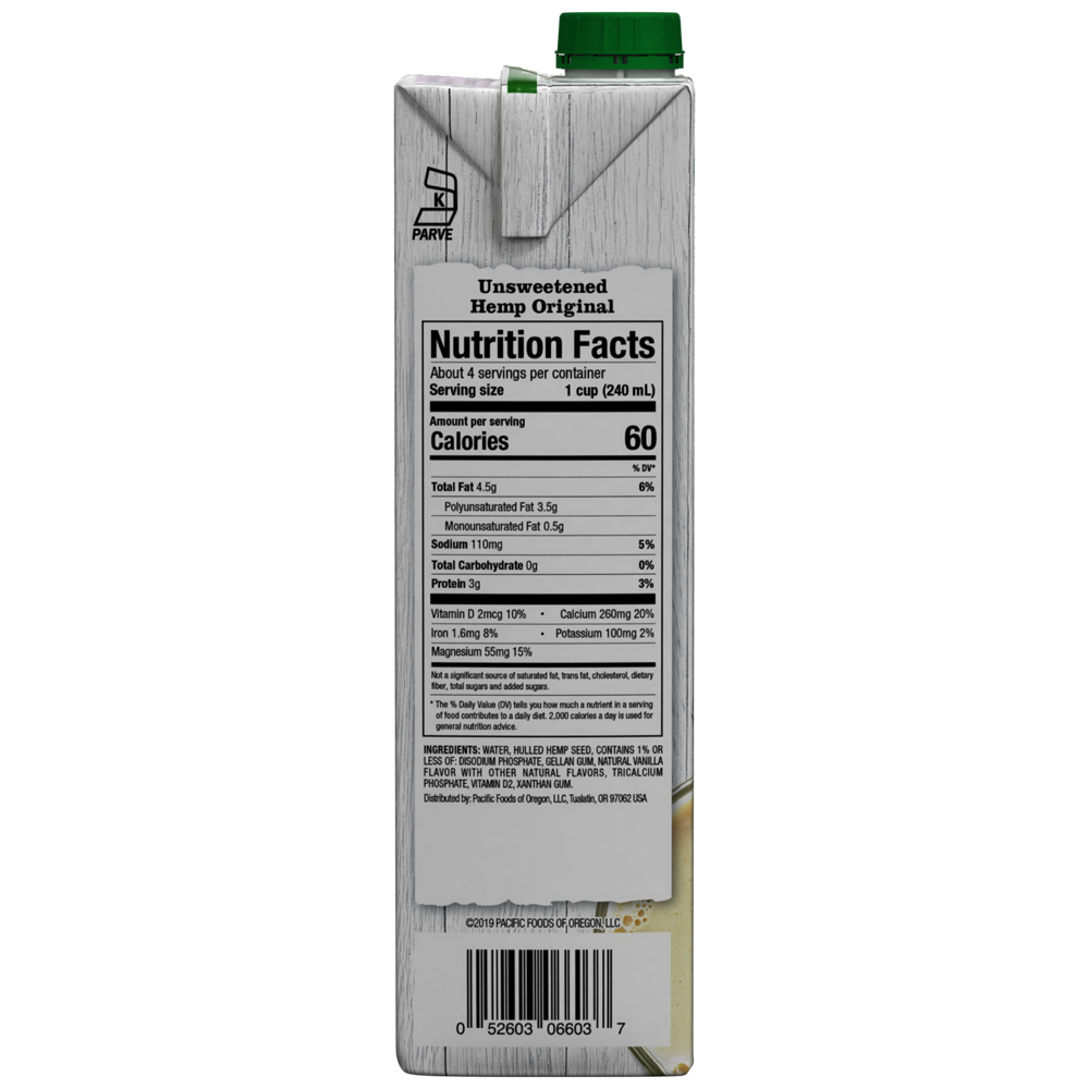 slide 2 of 5, Pacific Foods Hemp Original Unsweetened Plant-based Beverage, 32 fl oz