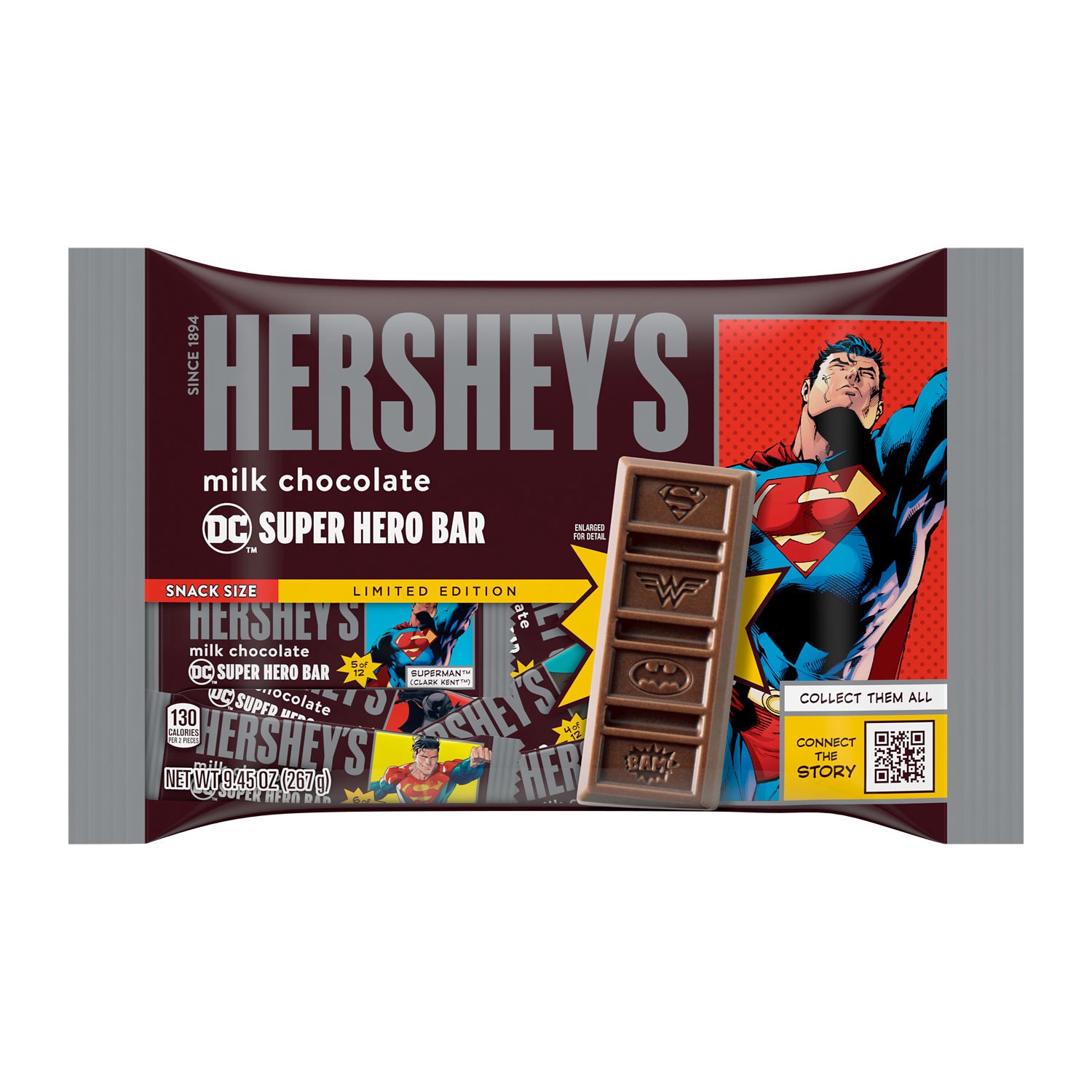 slide 1 of 6, Hershey's Milk Chocolate Snack Size DC Super Hero, Candy Bag, 9.45 oz, 9.45 oz