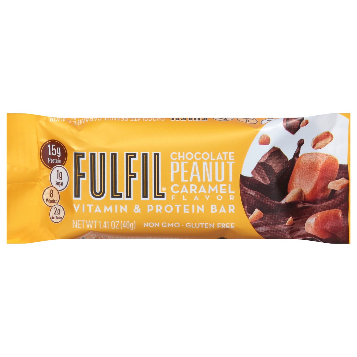 slide 1 of 9, Fulfil Vitamin & Protein Chocolate Peanut Caramel Flavor Bar 1.41 oz, 1.41 oz