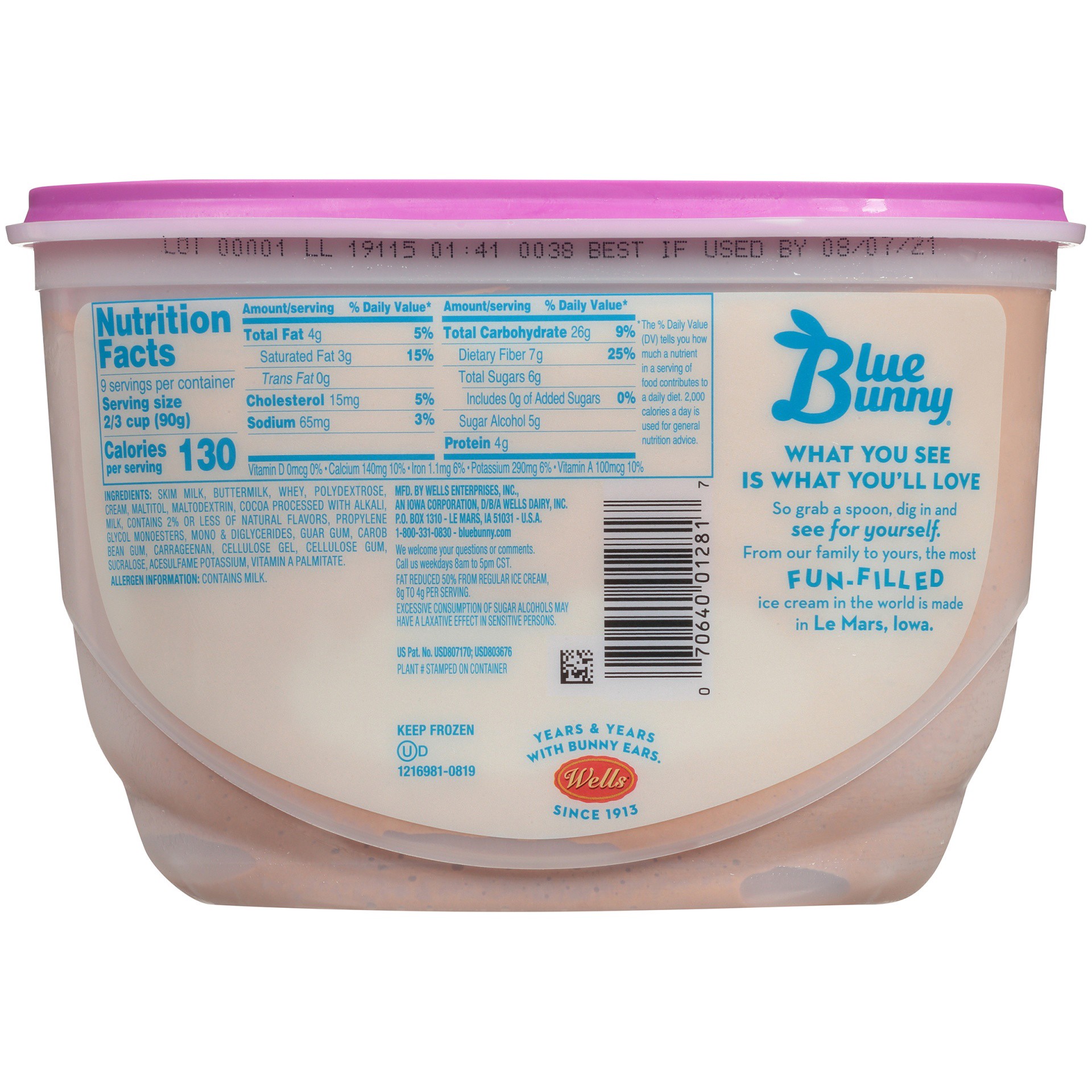 slide 7 of 7, Blue Bunny Sweet Freedom Chocolate Reduced Fat Ice Cream, 48 oz