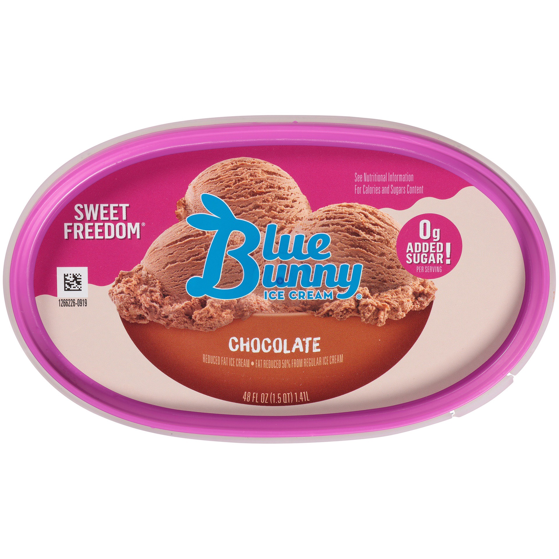 slide 2 of 7, Blue Bunny Sweet Freedom Chocolate Reduced Fat Ice Cream, 48 oz