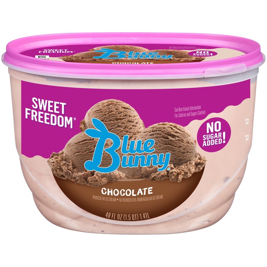 slide 1 of 7, Blue Bunny Sweet Freedom Chocolate Reduced Fat Ice Cream, 48 oz