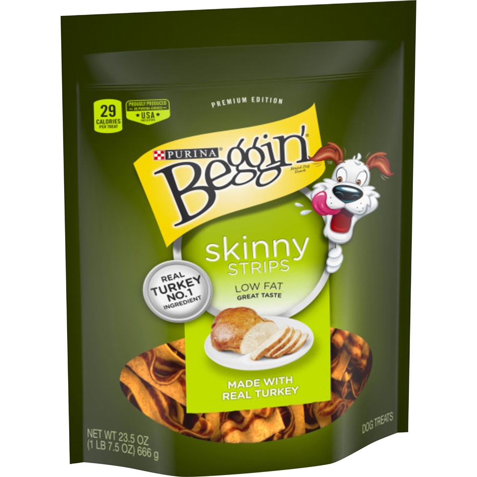 slide 2 of 9, Beggin' Skinny Strips Low Fat Dog Snack Turkey, 23.5 oz