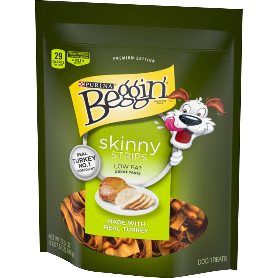 slide 3 of 9, Beggin' Skinny Strips Low Fat Dog Snack Turkey, 23.5 oz