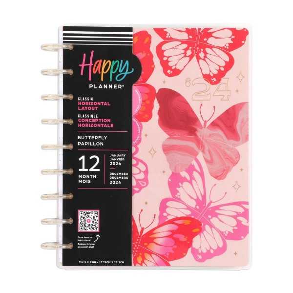 slide 5 of 8, 2024 Happy Planner Monthly/Weekly Classic Happy Planner, 7"" X 9-1/4"", Butterfly Bliss, January To December, Ppcd12-377, 1 ct