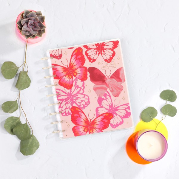 slide 3 of 8, 2024 Happy Planner Monthly/Weekly Classic Happy Planner, 7"" X 9-1/4"", Butterfly Bliss, January To December, Ppcd12-377, 1 ct
