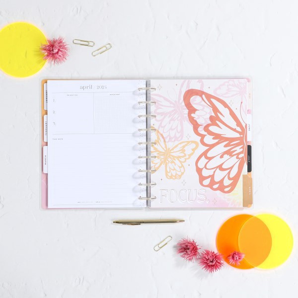 slide 6 of 8, 2024 Happy Planner Monthly/Weekly Classic Happy Planner, 7"" X 9-1/4"", Butterfly Bliss, January To December, Ppcd12-377, 1 ct